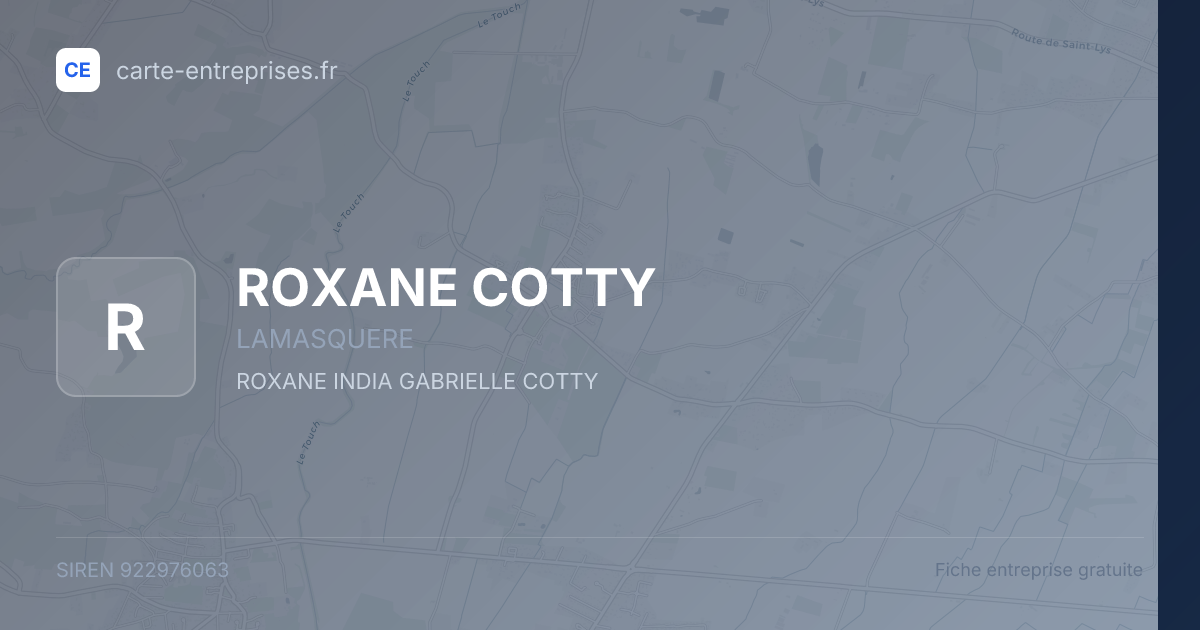 ROXANE COTTY — 922976063 — fiche entreprise