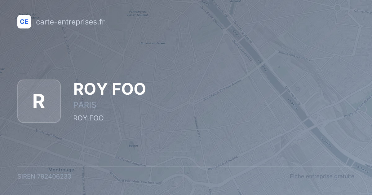 ROY FOO — 792406233 — fiche entreprise