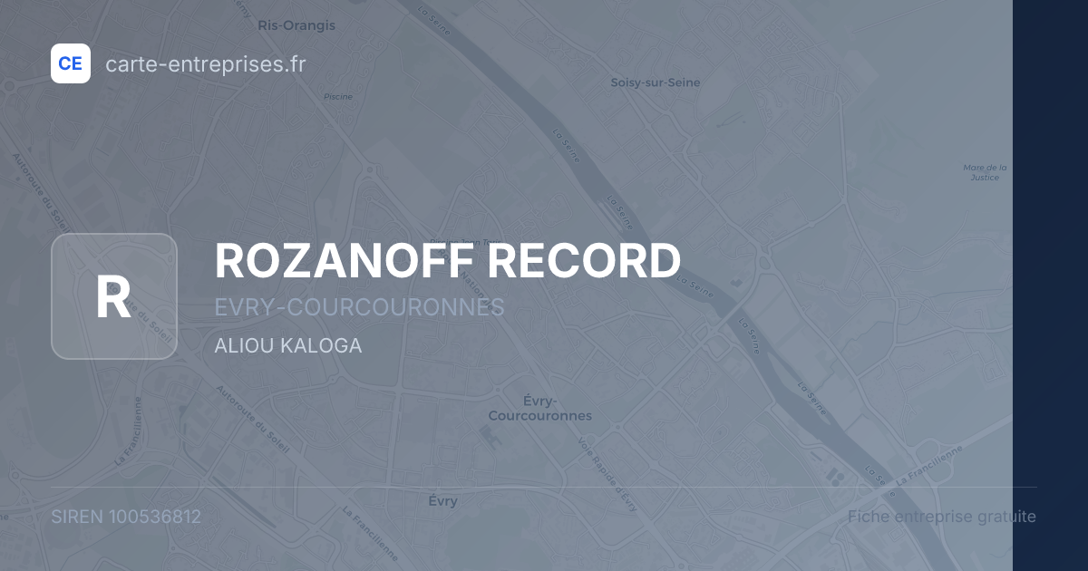 ROZANOFF RECORD — 100536812 — fiche entreprise