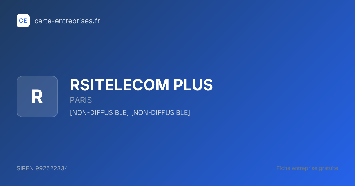 RSITELECOM PLUS — 992522334 — fiche entreprise