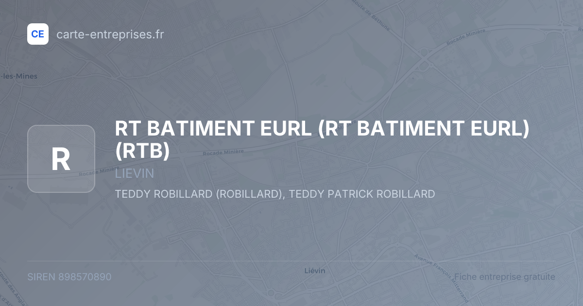 RT BATIMENT EURL (RT BATIMENT EURL) (RTB) — 898570890 — fiche entreprise