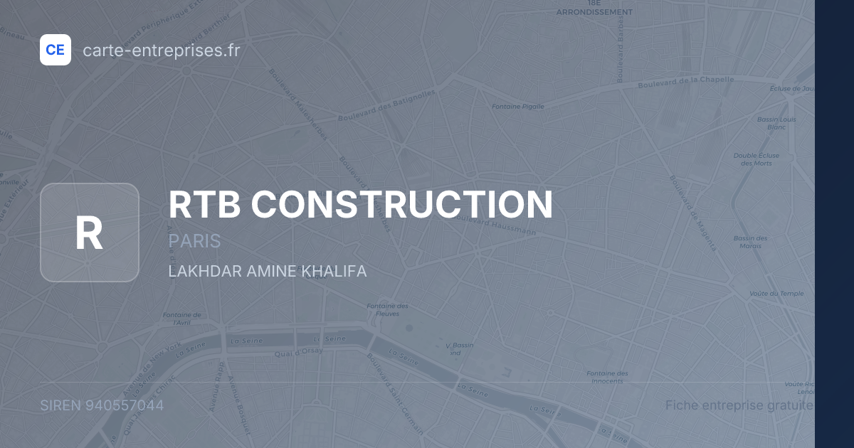 RTB CONSTRUCTION — 940557044 — fiche entreprise
