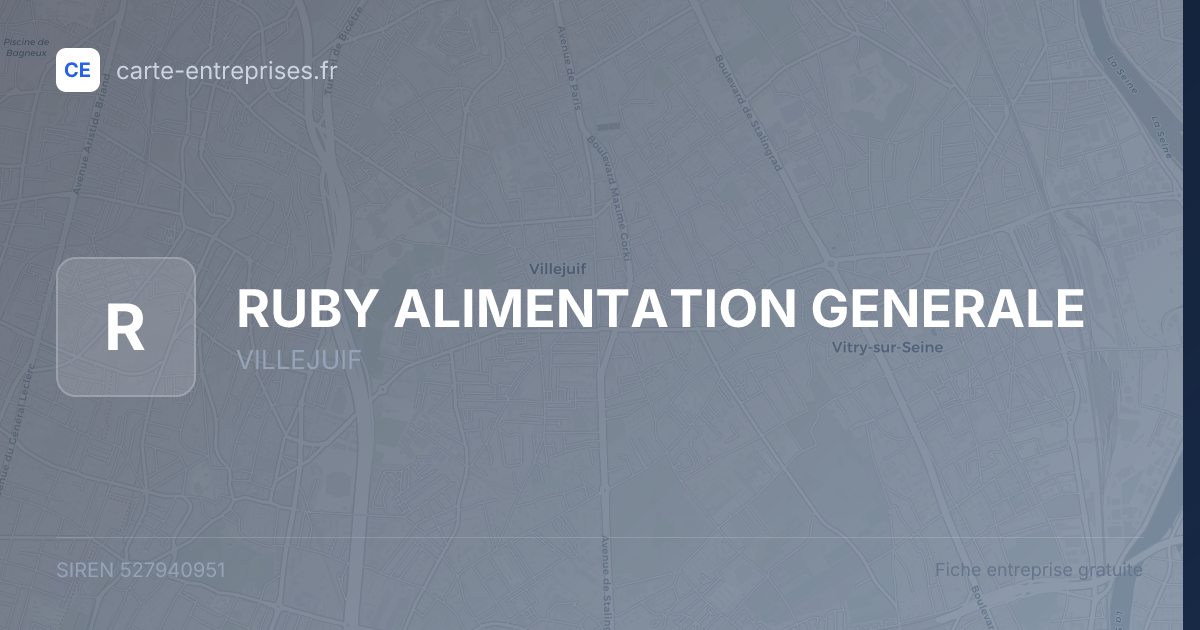 RUBY ALIMENTATION GENERALE — 527940951 — fiche entreprise