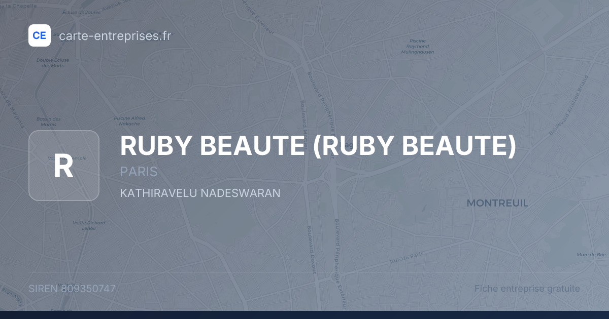 RUBY BEAUTE — 809350747 — fiche entreprise