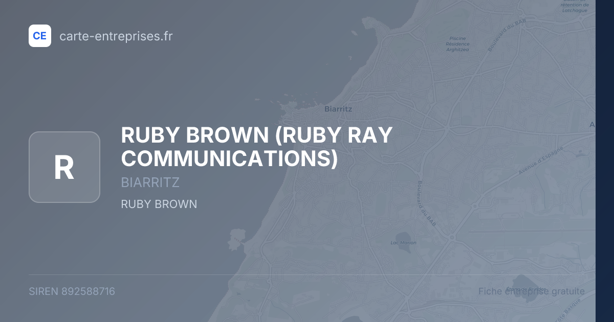 RUBY BROWN (RUBY RAY COMMUNICATIONS) — 892588716 — fiche entreprise