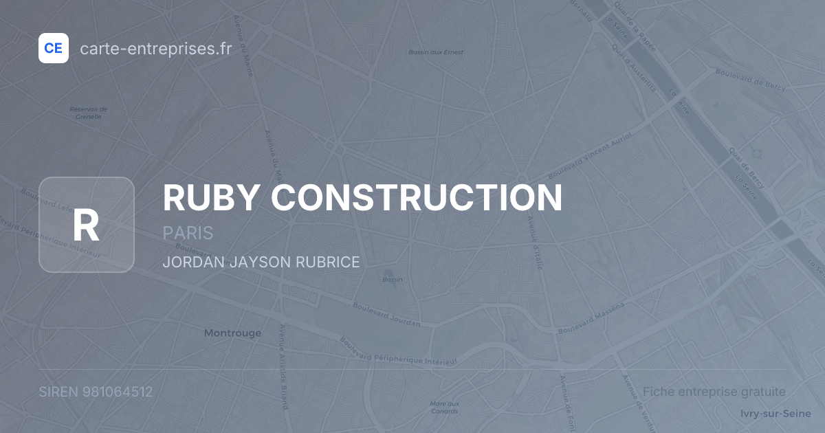RUBY CONSTRUCTION — 981064512 — fiche entreprise