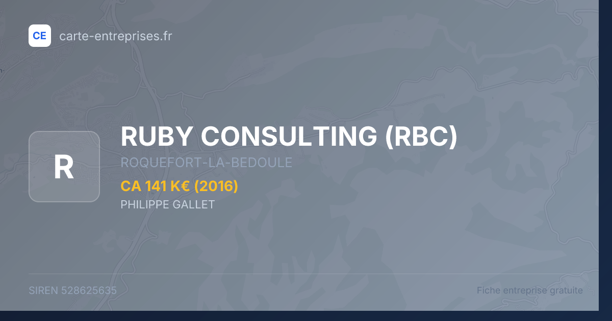 RUBY CONSULTING (RBC) — 528625635 — fiche entreprise