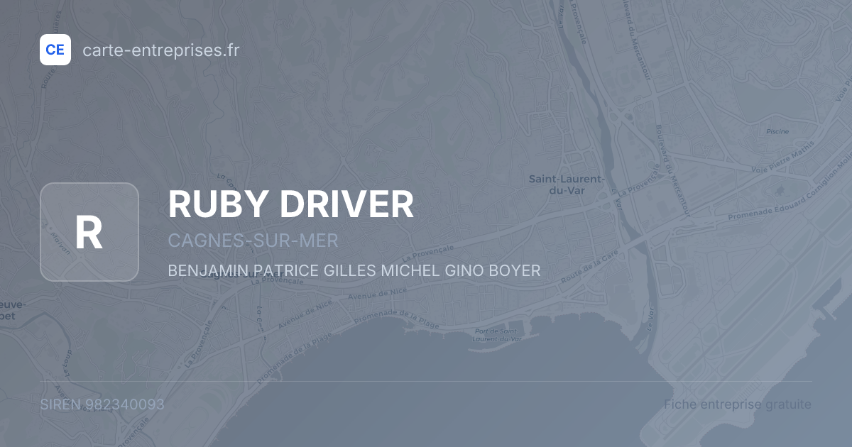 RUBY DRIVER — 982340093 — fiche entreprise