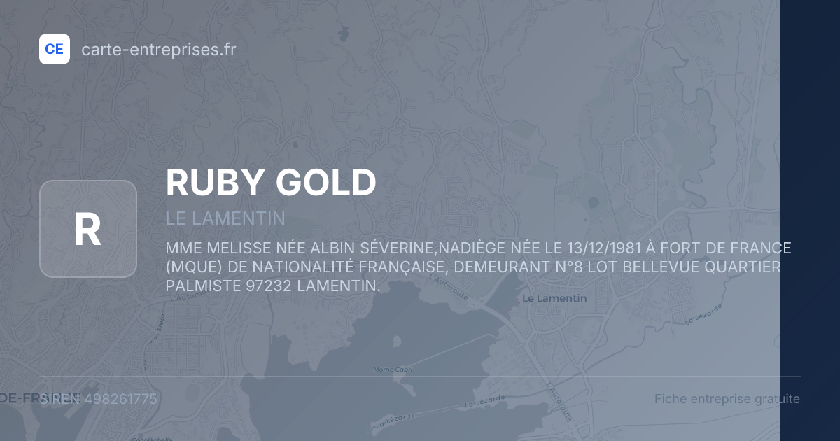 RUBY GOLD — 498261775 — fiche entreprise