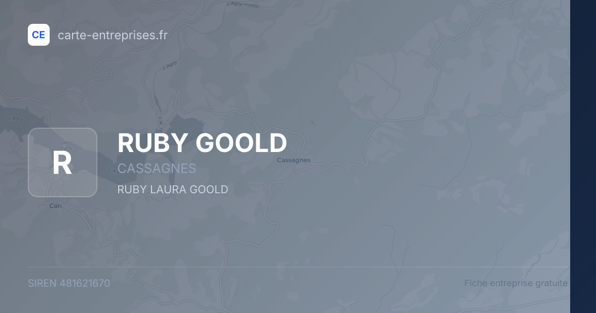 RUBY GOOLD — 481621670 — fiche entreprise