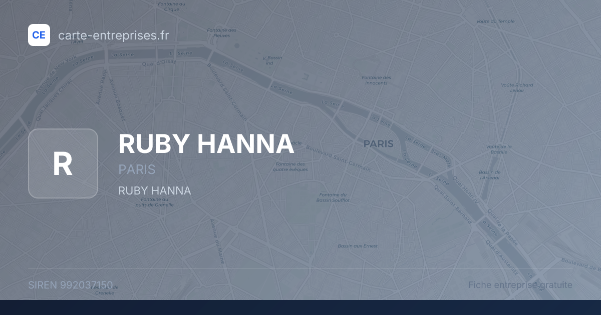RUBY HANNA — 992037150 — fiche entreprise