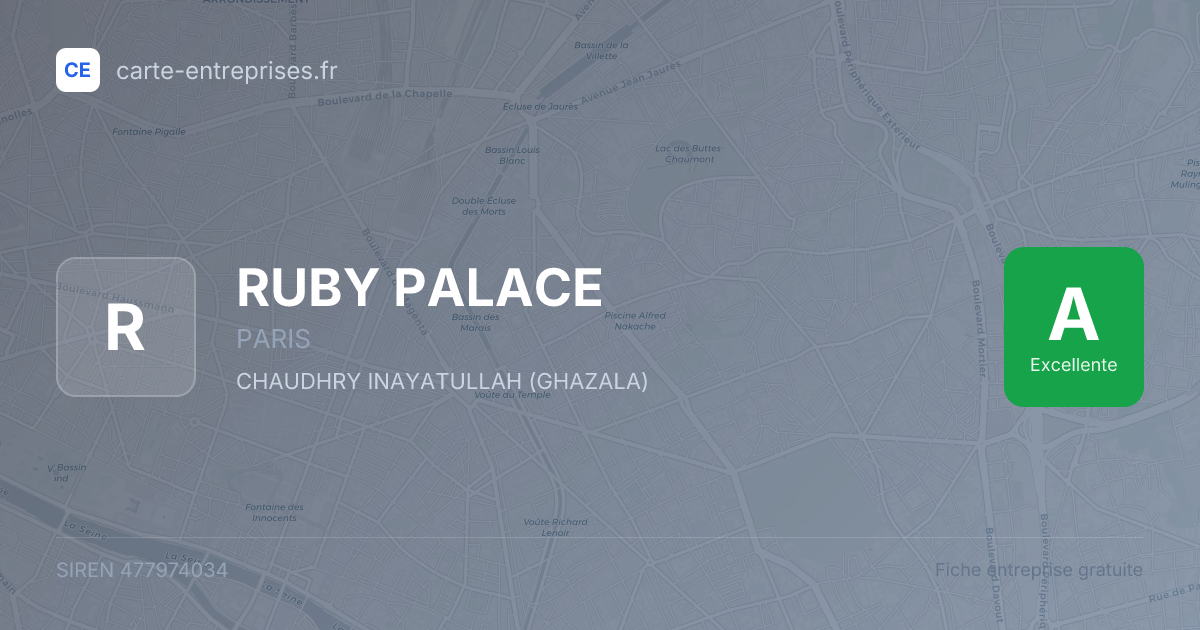 RUBY PALACE — 477974034 — fiche entreprise