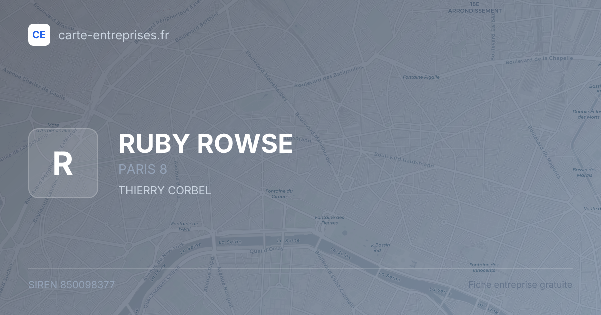 RUBY ROWSE — 850098377 — fiche entreprise