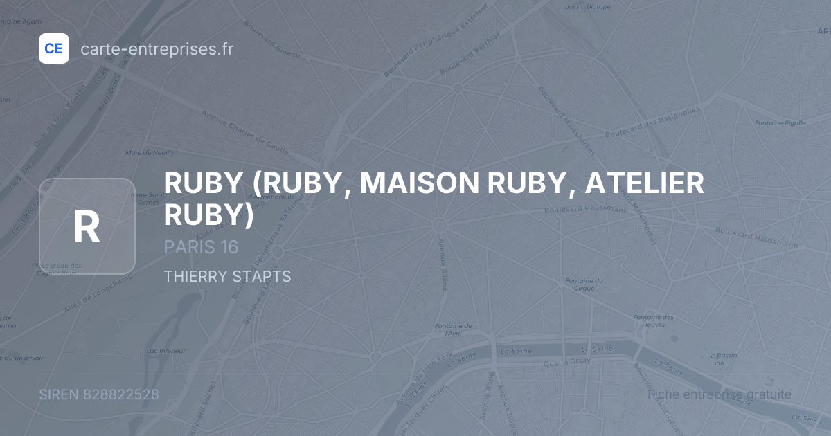 RUBY (RUBY, MAISON RUBY, ATELIER RUBY) — 828822528 — fiche entreprise