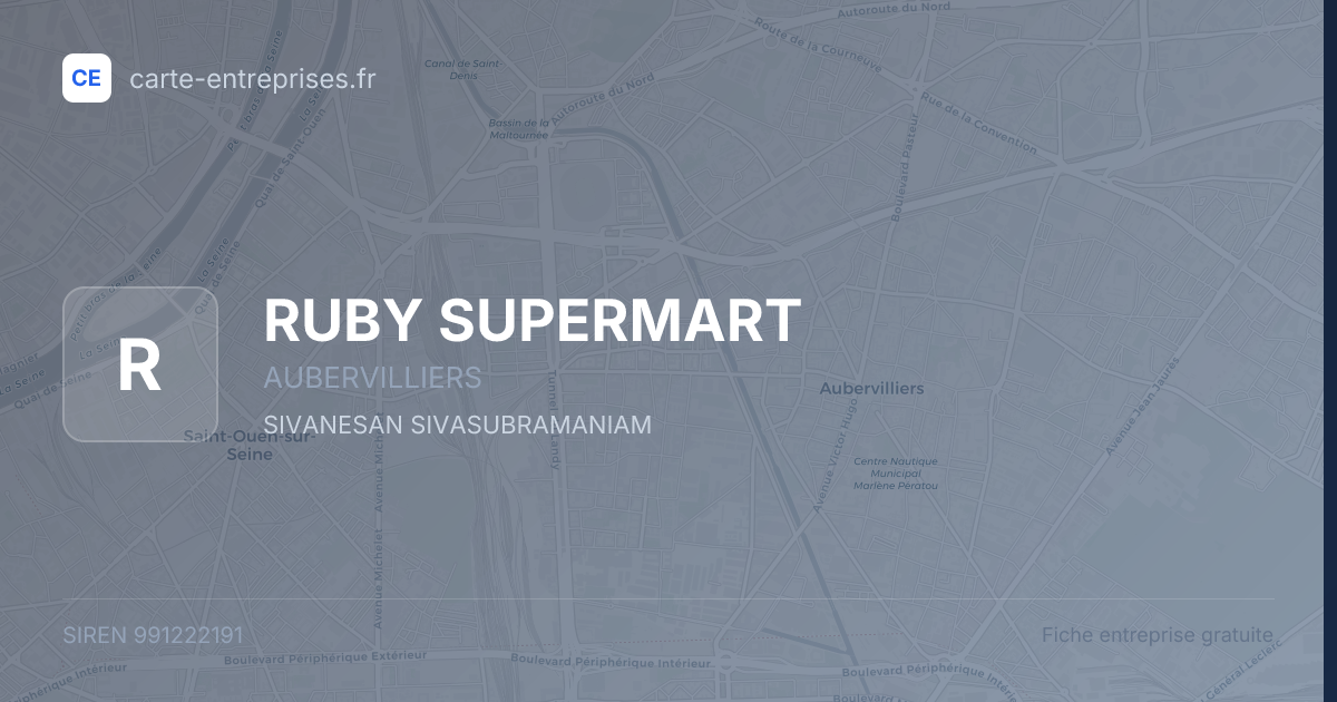 RUBY SUPERMART — 991222191 — fiche entreprise