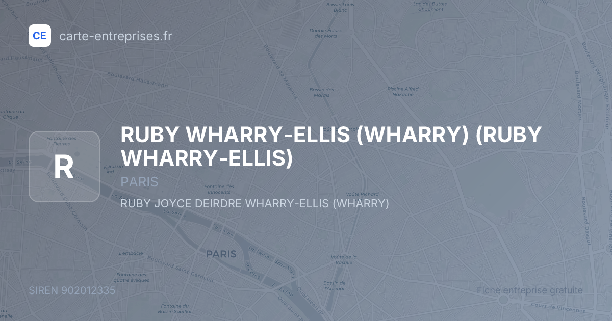 RUBY WHARRY-ELLIS (WHARRY) (RUBY WHARRY-ELLIS) — 902012335 — fiche entreprise