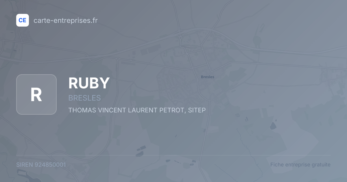 RUBY — 924850001 — fiche entreprise