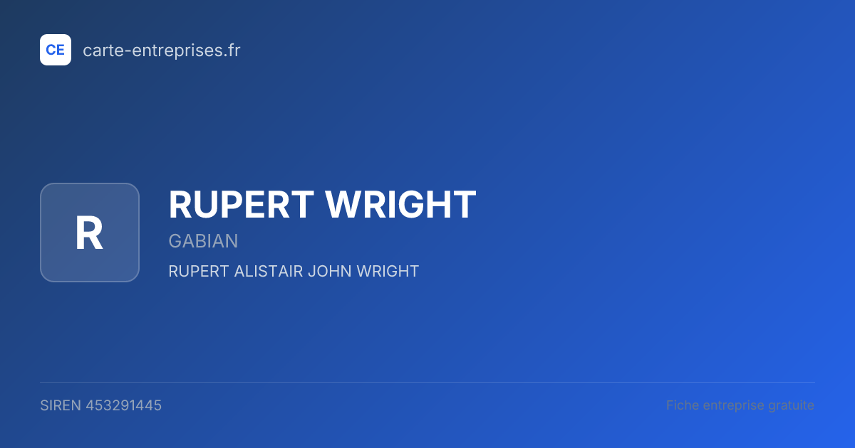 RUPERT WRIGHT — 453291445 — fiche entreprise