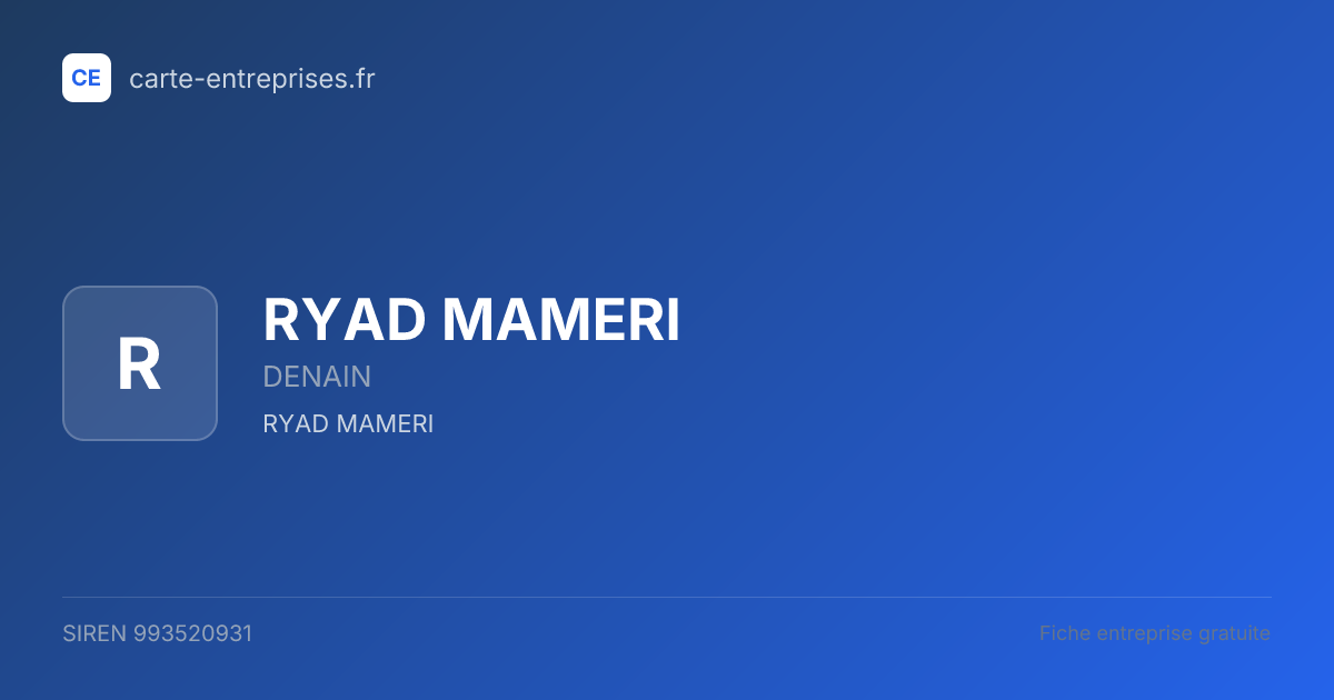 RYAD MAMERI — 993520931 — fiche entreprise