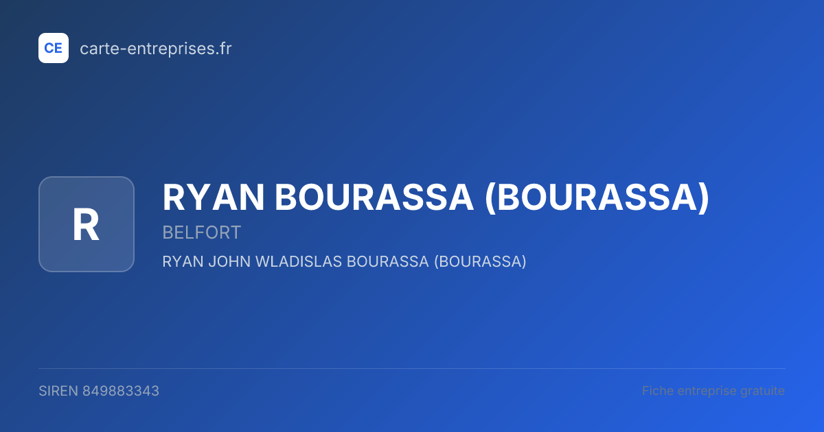 RYAN BOURASSA (BOURASSA) — 849883343 — fiche entreprise