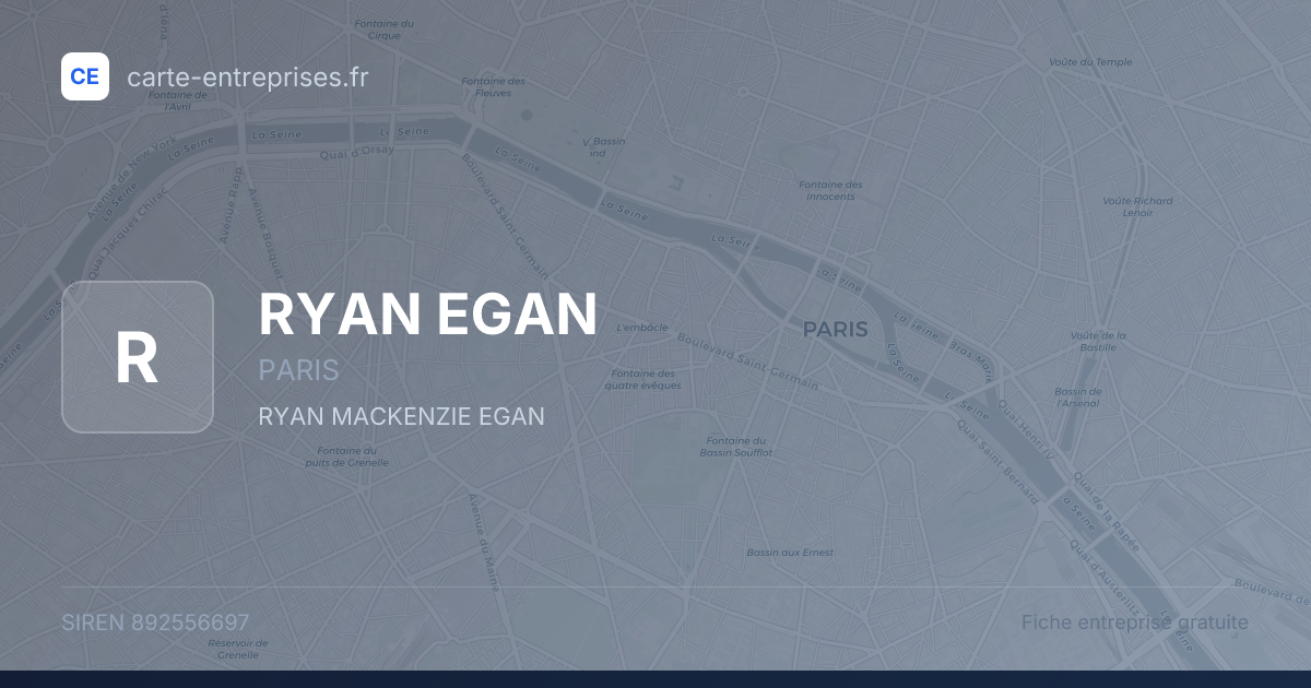 RYAN EGAN — 892556697 — fiche entreprise