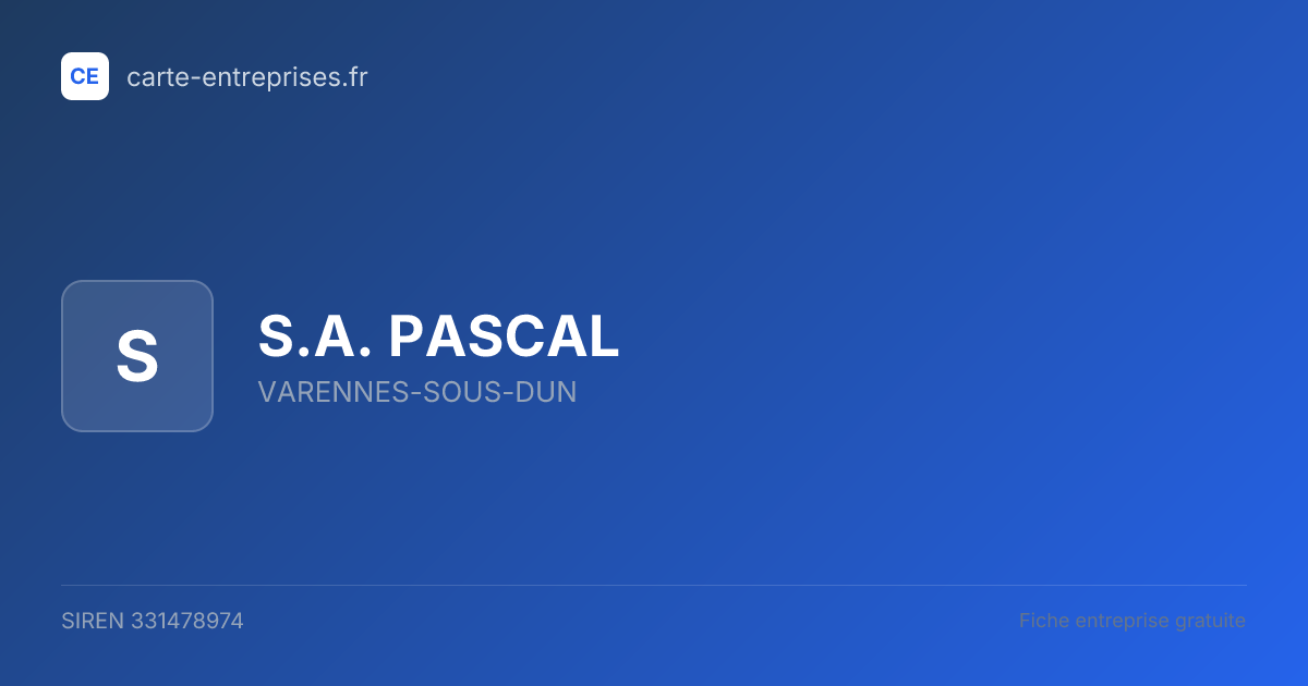 S.A. PASCAL — 331478974 — fiche entreprise