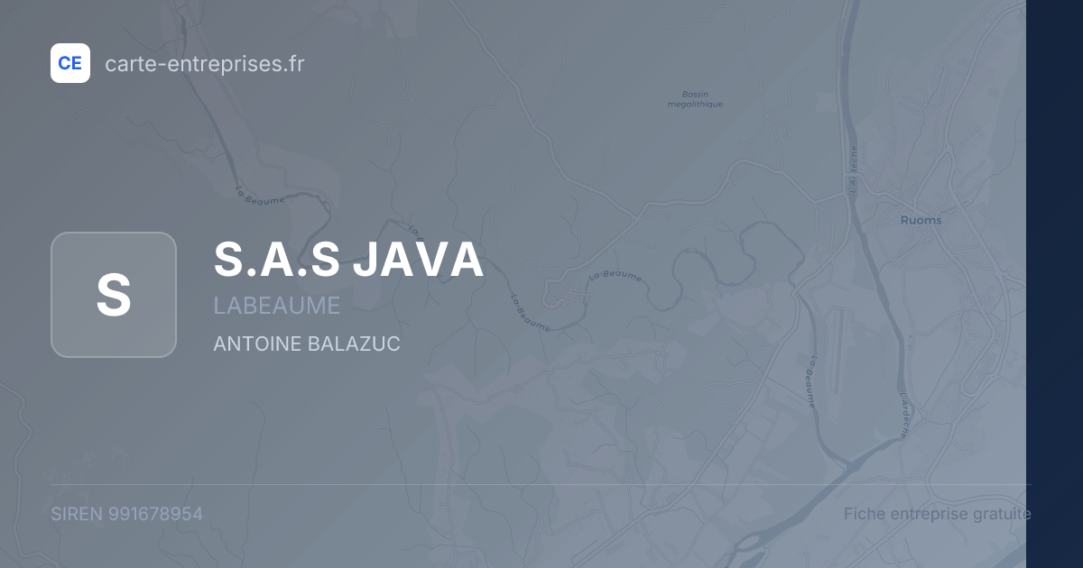 S.A.S JAVA — 991678954 — fiche entreprise