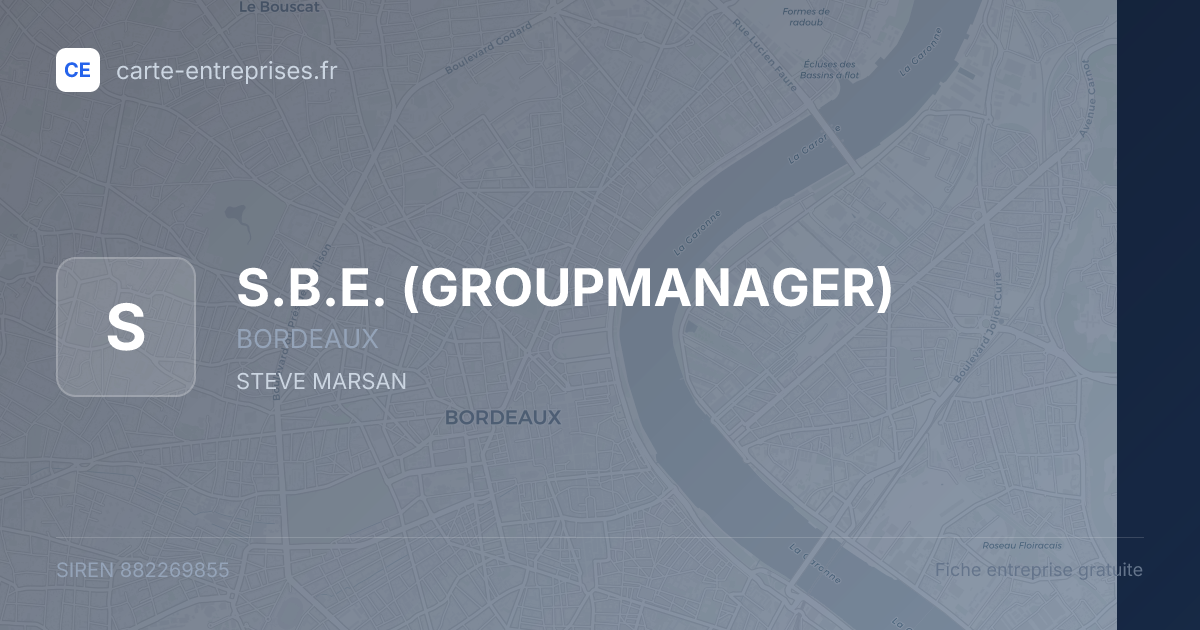 S.B.E. (GROUPMANAGER) — 882269855 — fiche entreprise
