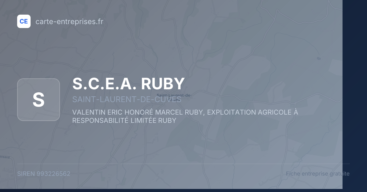 S.C.E.A. RUBY — 993226562 — fiche entreprise