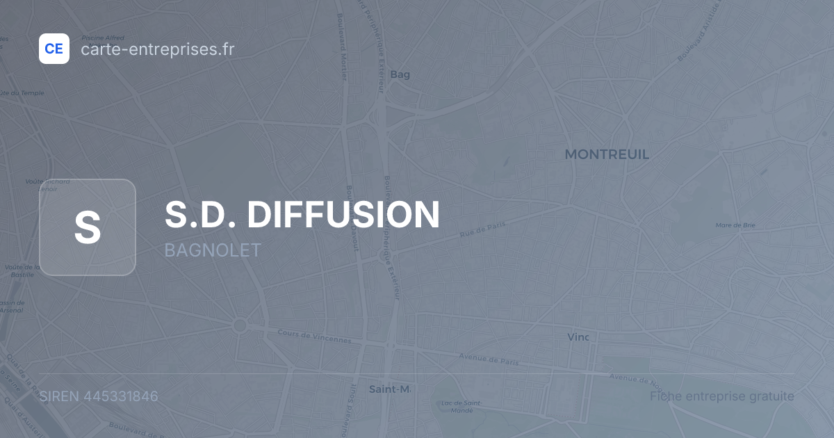 S.D. DIFFUSION — 445331846 — fiche entreprise