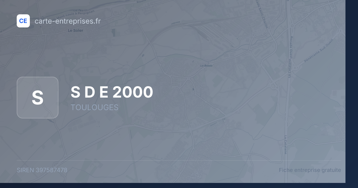 S D E 2000 — 397587478 — fiche entreprise