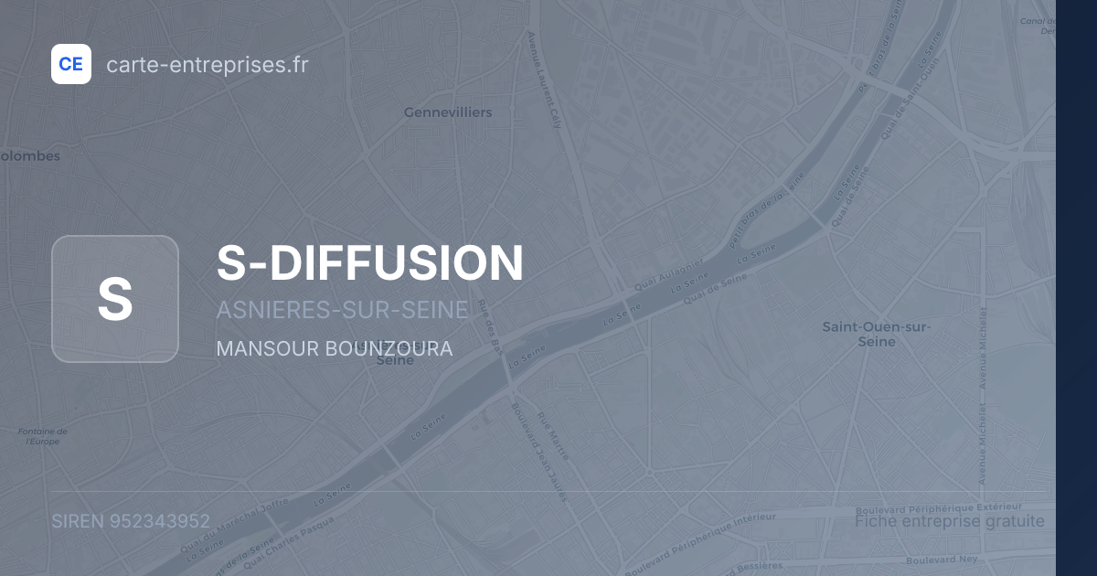 S-DIFFUSION — 952343952 — fiche entreprise