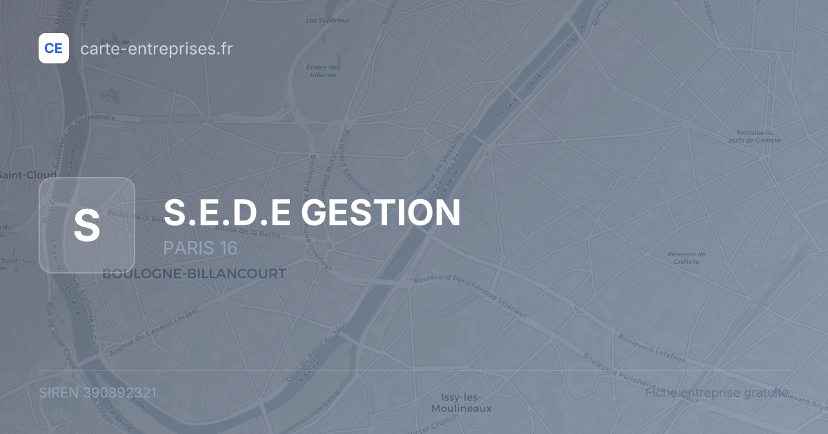 S.E.D.E GESTION — 390892321 — fiche entreprise