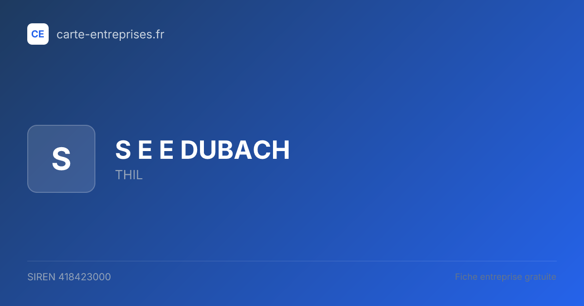 S E E DUBACH — 418423000 — fiche entreprise