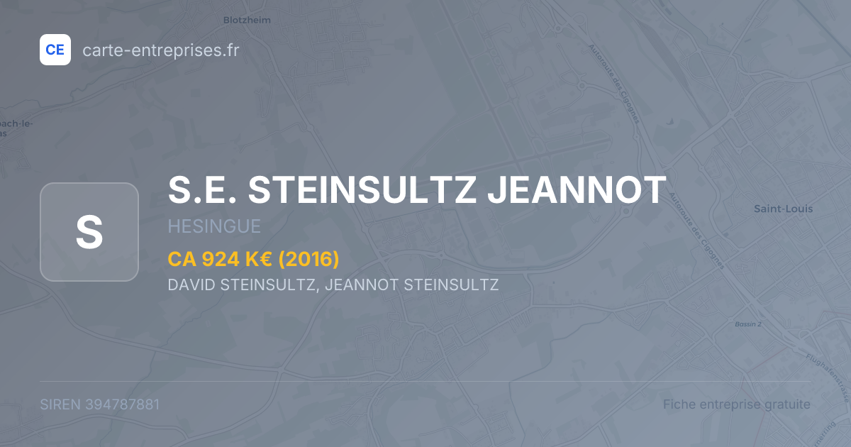 S.E. STEINSULTZ JEANNOT — 394787881 — fiche entreprise