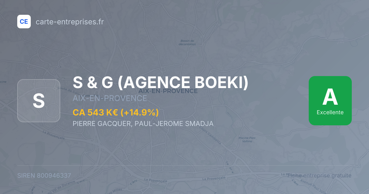 S & G (AGENCE BOEKI) — 800946337 — fiche entreprise