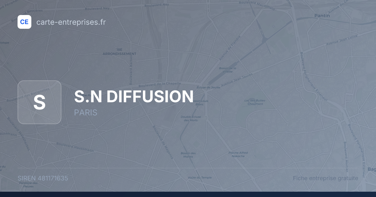 S.N DIFFUSION — 481171635 — fiche entreprise