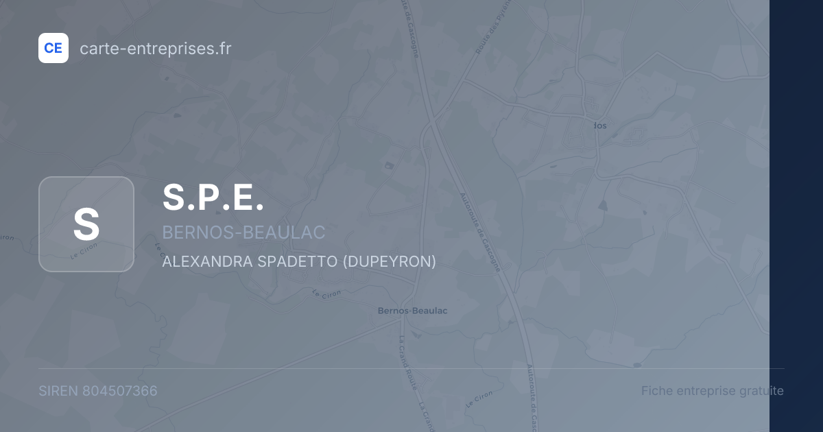 S.P.E. — 804507366 — fiche entreprise
