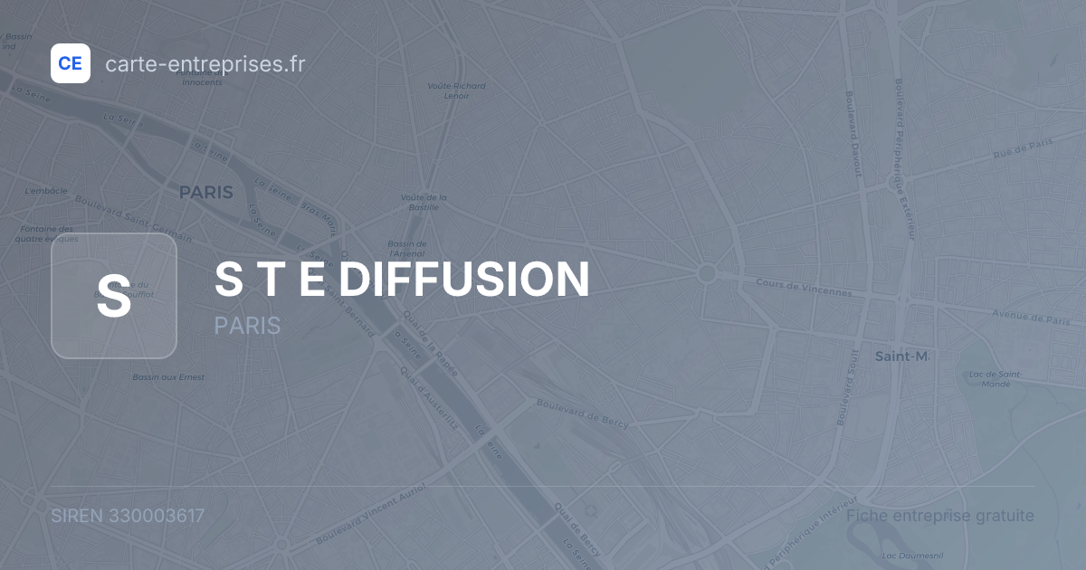 S T E DIFFUSION — 330003617 — fiche entreprise