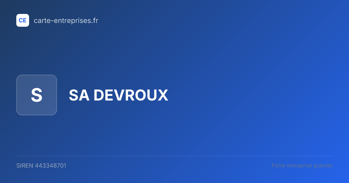 SA DEVROUX — 443348701 — fiche entreprise