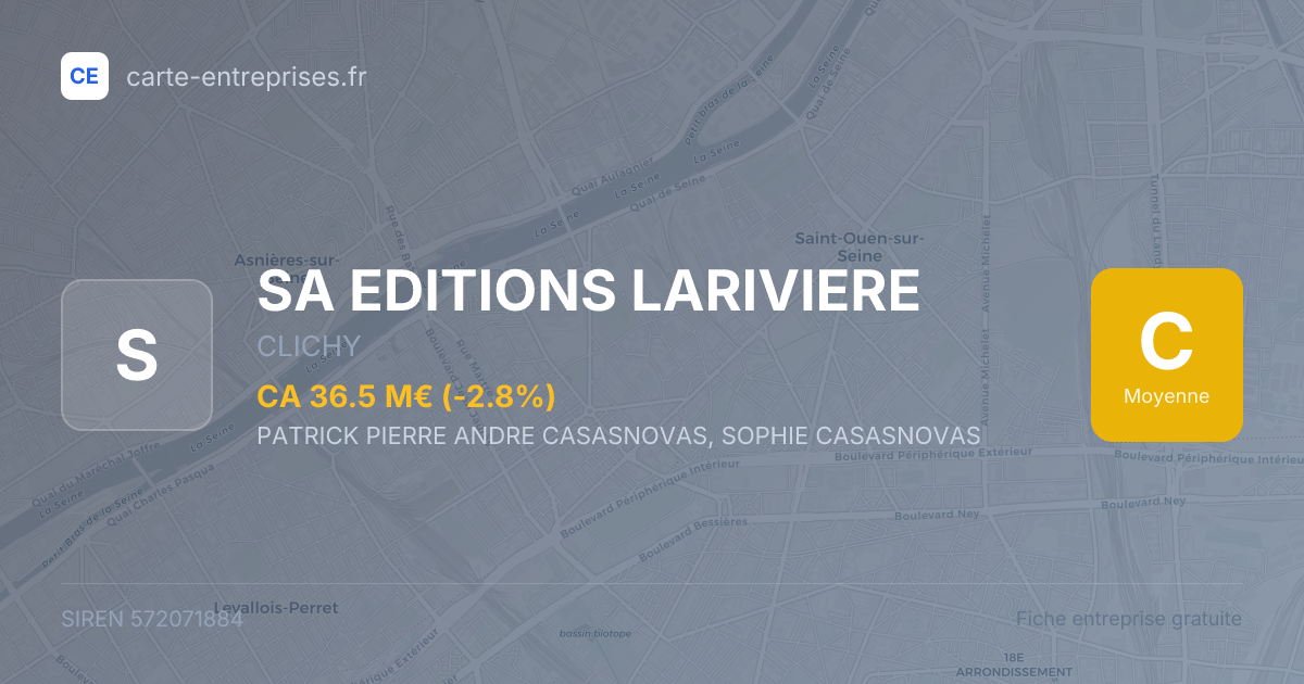 SA EDITIONS LARIVIERE — 572071884 — fiche entreprise