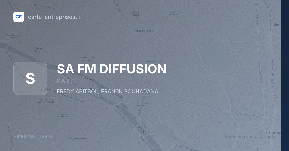 SA FM DIFFUSION — 331172692 — fiche entreprise