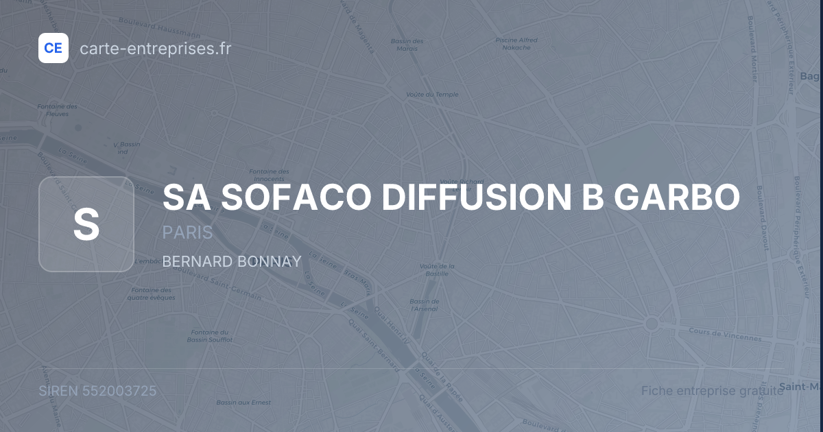 SA SOFACO DIFFUSION B GARBO — 552003725 — fiche entreprise