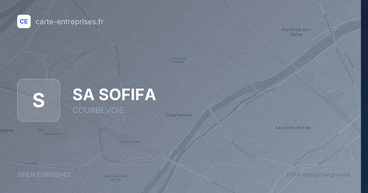 SA SOFIFA — 038852463 — fiche entreprise