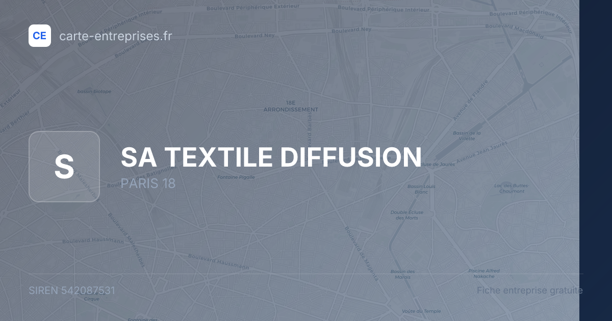 SA TEXTILE DIFFUSION — 542087531 — fiche entreprise