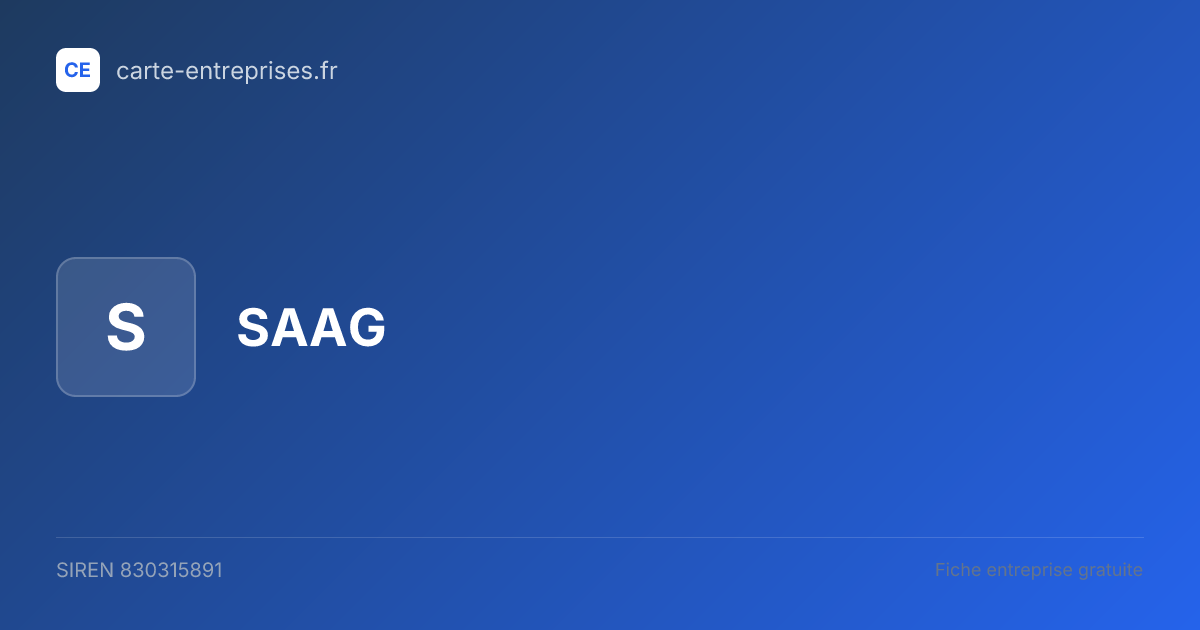 SAAG — 830315891 — fiche entreprise