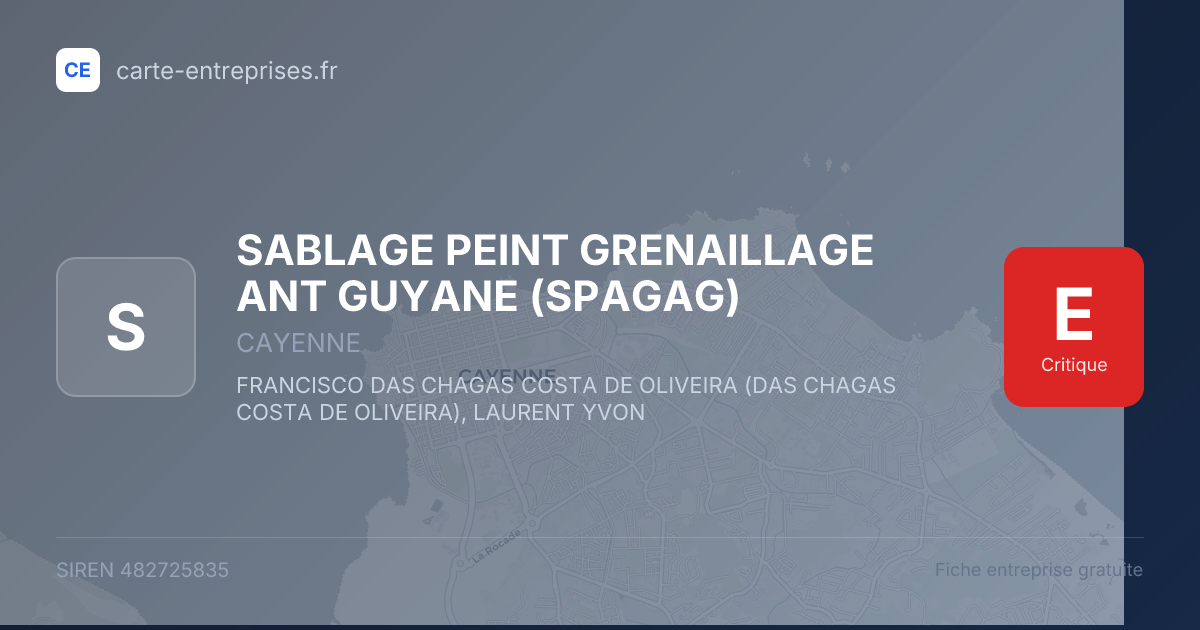 SABLAGE PEINT GRENAILLAGE ANT GUYANE (SPAGAG) — 482725835 — fiche entreprise