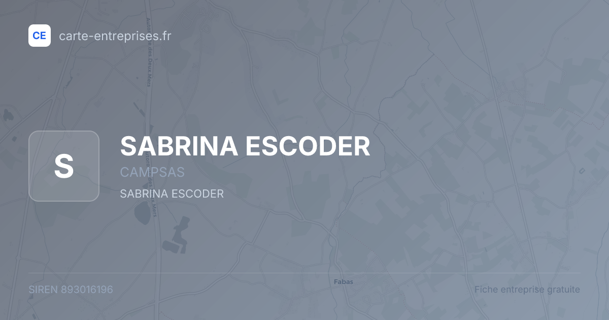 SABRINA ESCODER — 893016196 — fiche entreprise