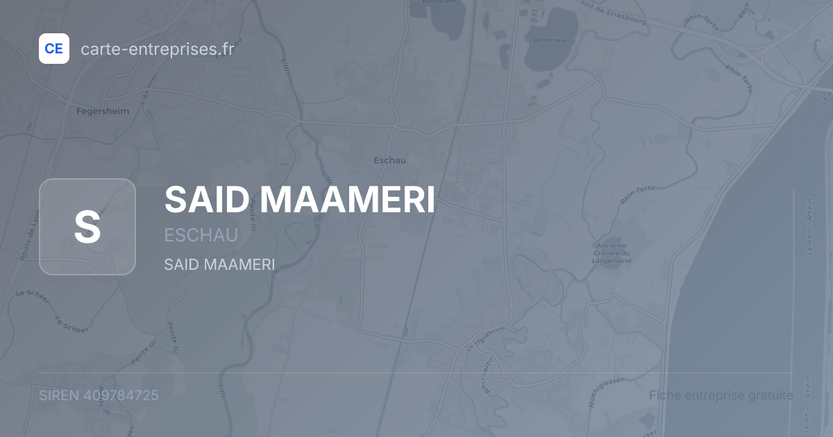 SAID MAAMERI — 409784725 — fiche entreprise