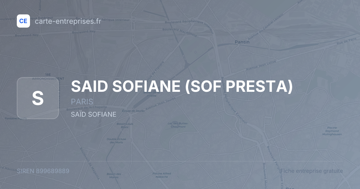SAID SOFIANE (SOF PRESTA) — 899689889 — fiche entreprise